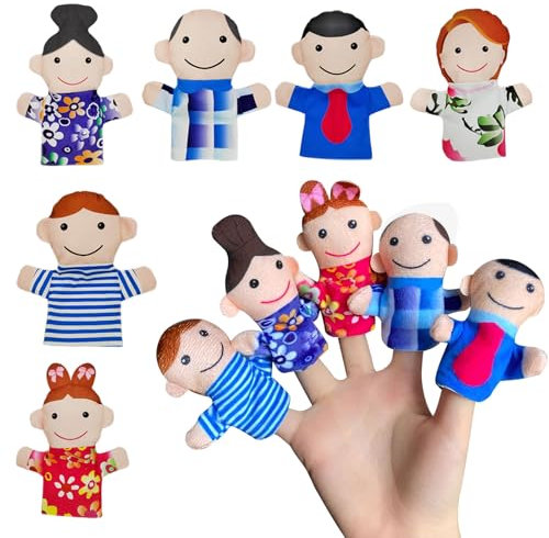 6 Stück Fingerpuppen,Liwein Niedliche Fingertiere Baby Story Time Requisiten Spielhandschuh Fingerpuppe Set für Geschichte Zeit Kindergeburstag Gastgeschenk Mitgebsel Fingerpuppen(Glückliche Familie)
