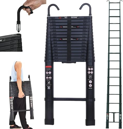20FT Tall Telescoping Ladder Extension 6m Collapsible Ladders Aluminum with 2x Hooks