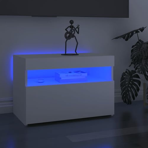 Gecheer Meuble TV avec éclairage LED blanc 60 x 35 x 40 cm, meuble TV moderne, meuble TV, meuble TV, meuble TV, meuble de salon, meuble TV