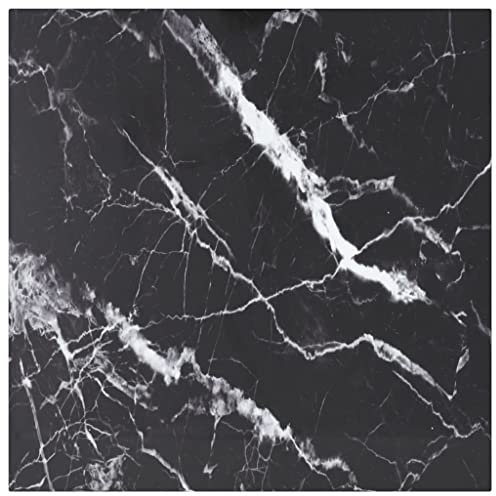 Cinyiqo Table T O P Black 50x50 cm 6 mm Tempered Glass with Marble Design,Wooden Large Kitchen Dining TableT O P WorkT O P DeskT O P CounterT O P Workstation