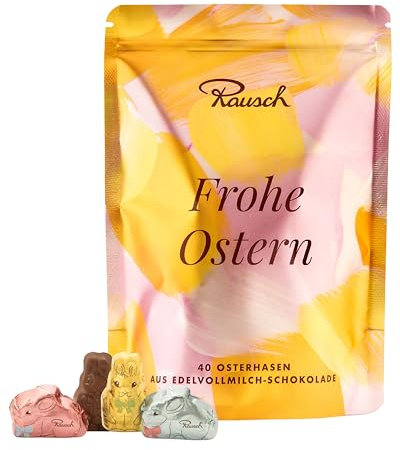 Rausch Hasenfiguren im Beutel (400 g / 40 Stück) – Mini Schokolade Osterhasen aus Edelvollmilch-Schokolade mit min. 39% Kakaogehalt – Ostergeschenk Schokolade