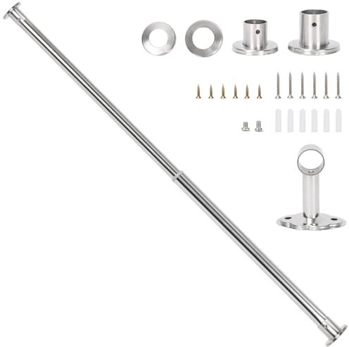 Wardlock ausziehbare Edelstahl-Kleiderstange, verstellbare Garderobenstange mit Endhaltern (68-120 CM)