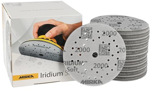 Mirka Schleifscheiben Iridium Soft Ø 125 mm P2000 Klett Multifit 20 Stück | Schaumbasiertes Schleifmittel für präzises Finish Klarlackschliff Hand- und Maschinenschliff Karosseriereparatur