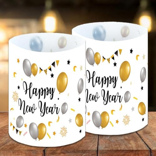 Jonami Windlichter Tischdeko Silvester Happy New Year Neujahr 2027 12 STK
