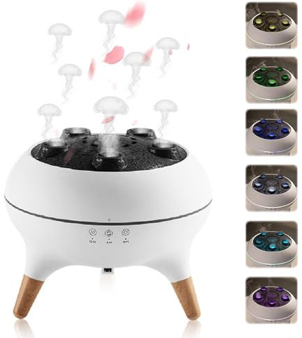 Jellyfish Diffuser,Silent Jellyfish Essential Oil Cool Mist Humidifier with Remote, 7-Colour LED Lights, Aromatherapy Diffuser for Home Office,4/8H Timer, Auto Shut-Off (White)