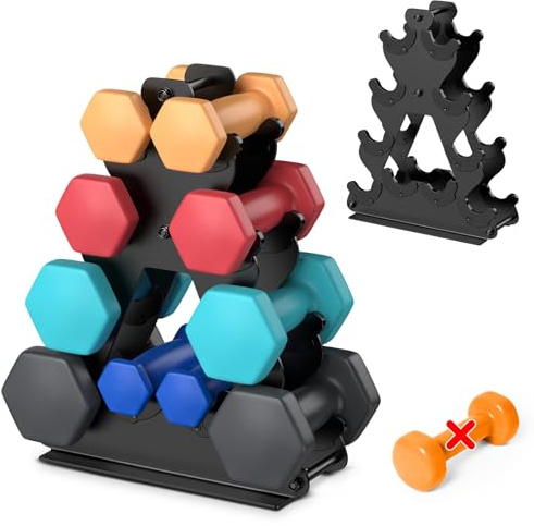 4-Tier Dumbbell Rack Stand Only | Space-Saving Weight Rack for Home Gym, Hand Weight Rack Dumbbell Storage for Dumbbell Set (3-15 LB), Durable Metal Stand with Easy Assembly (Dumbell not Included)