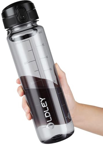 OLDLEY 1 Liter Wasserflaschen mit Sieb, BPA-freie, auslaufsichere Trinkflasche, leichte, wiederverwendbare 1000ml Tritan Sportflasche für Radfahren, Fitness, Universität, Sport, Outdoor, Büro, Camping