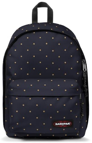Eastpak Out of Office Rucksack 27L (44 x 29,5 x 22 cm), Laptopfach 13–15 Zoll, wasserabweisender Schul- & Arbeitsrucksack, robuster Tagesrucksack mit gepolsterten Trägern - DOTS MARINE GOLD