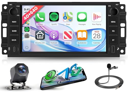 4G+64G Android Autoradio für Jeep Wrangler Compass Grand Cherokee/Chrysler 300C/Dodge Ram/Chevrolet Wireless Carplay Android Auto, 7 Zoll Radio Navi GPS WiFi Bluetooth FM/RDS EQ/USB/SWC Rückfahrkamera