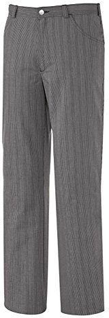 BP 1643-801-36-3XLl Unisex-Hose, Jeans-Stil mit verstellbarem Gummizug hinten, 215,00 g/m² Stoffmischung, schwarz-weiß gestreift, 3XLl