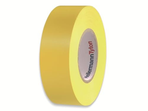 HellermannTyton, Cinta Aislante de PVC, Utilizadas para el Aislamiento, Protección, Fijación, Mantenimiento, Codificación por colores, 19mm x 20m Color Amarillo