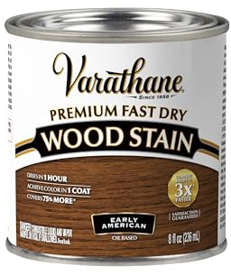 Varathane Premium Fast Dry Wood Stain | 1 Hour Dry Time | 1 Coat Color | Interior Wood Stain | Furniture, Cabinets, Doors, Trim | Half Pint | Early American