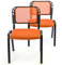 Nexos Trading 2er Set Bürostuhl Konferenzstuhl Besucherstuhl orange gepolsterte Sitzfläche stapelbar 52,5 x 45 x 80 cm Stapelstuhl Metallrahmen schwarz