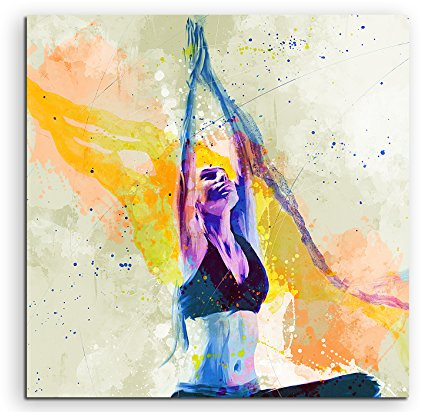 Yoga IV 60x60cm Wandbild SPORTBILD Aquarell Art tolle Farben von Paul Sinus