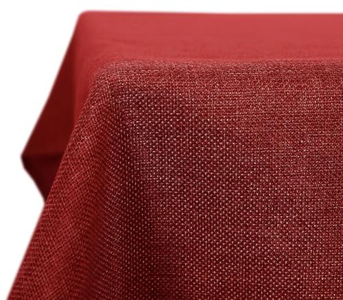 Deconovo Tovaglia Rettangolare in Finto Lino 150x300 cm - Elegante e Decorativa per Sala da Pranzo e Feste - Rosso, 1 Pezzo