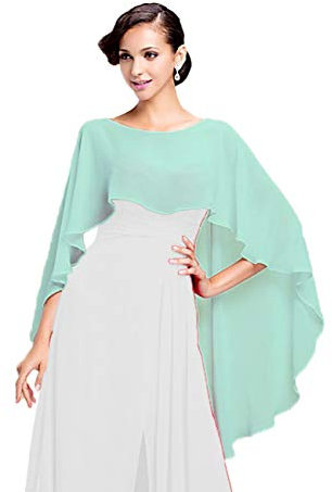 CoCogirls Chiffon Stola Schal für Kleider in verschiedenen Farben zu jedem Brautkleid - Abendkleid, Hochzeit Abend Gala Empfang (One-Size, Mint)