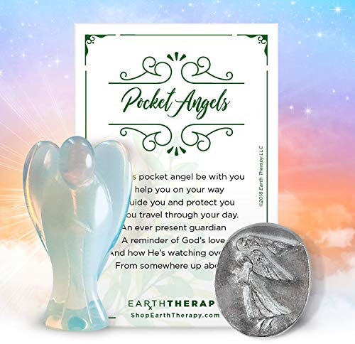 Earth Therapy Pocket Guardian Angel Heilpackung | Inklusive Opalit-Engel-Figur, Engels-Münze und Gelassenheits-Gebetskarte
