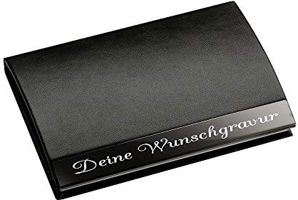 FORYOU24 - Visitenkartenetui mit Gravur - Hochwertiges Kartenetui - Edelstahl - mit Namen graviert - Visitenkartenhalter PU Leder schwarz - mit Magnetverschluss - Visitenkarten Etui mit Wunschgravur