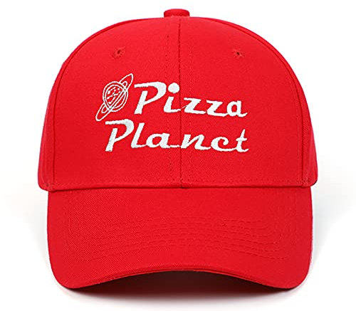 Chensheng Pizza Planet Hut Baseball Cap Stickerei Dad Hat Verstellbar Baumwolle Erwachsene Sport Hut Unisex - Rot - Einheitsgröße