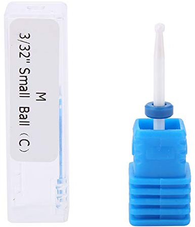 Nail Drill Bit, Ceramic Manicure Drill Bits for Manicure Pedicure Cuticle Gel Nail Polishing Cylinder Shape Grinding Head, with Display Base(White 02# )