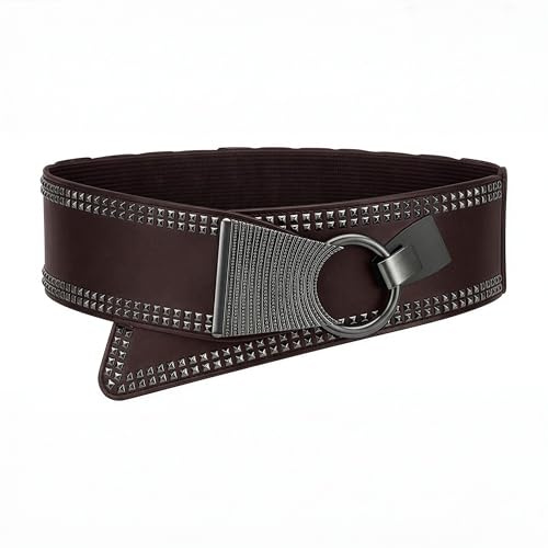 BlackButterfly Kunstleder Taillengürtel Damen Nieten | 6,5 cm Breit, Pyramidennieten, Gothic-Hakenverschluss, Elastischer Rücken, Größen S-XXL, Taillenformer