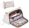 ManLee Federmäppchen Große Kapazität Mäppchen Mädchen Teenager Schreibwarenbeutel Federmäppchen Kariert Rosa 3 Fach Pencil Case Federmappe Federtasche für Studentin Bleistiftbeutel Etui Stifte
