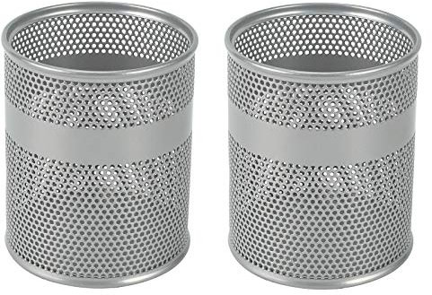 EasyPAG Mesh Desk Tidy Pen Pot Pencil Holder Makeup Brushes Storage Stationery Organiser,Pack of 2,Silver