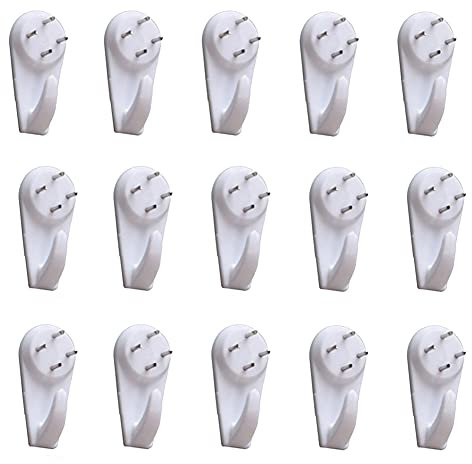 20Pcs Plastic Picture Hooks for Hard Wall Picture Hanging Kit Non-Trace Drywall Picture Nail Hook White Picture Hanger Set (4cm)