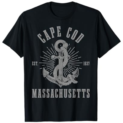Cape Cod Est 1637 Massachusetts Anker Vintage USA Souvenir T-Shirt