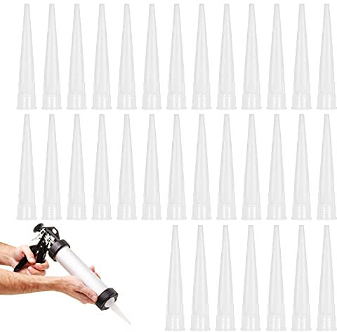 LOOPES 40pcs Silicone Nozzles Spare Silicone Tube Nozzles Screw-on Caulking Gun Nozzle Replacement Nozzles for Silicone Adhesive Sealant, Replacement Extension Tools
