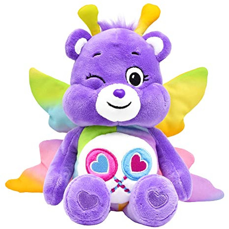 Care Bears - Basic Fun Share Bear Plüschspielzeug im Frühlings-Schmetterlingskostüm, 23 cm kuscheliges Stofftier, Geschenk für Kinder, Sammler, Geburtstag & Feiertage