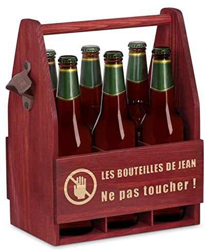 Maverton Porte Bouteille en Bois pour Lui - Range Bouteille avec Gravure - pour 6 Bouteilles - Idee Cadeau Homme Anniversaire - Cadeau Personnalisé pour Bière - Casier à bière pour Homme - Stop