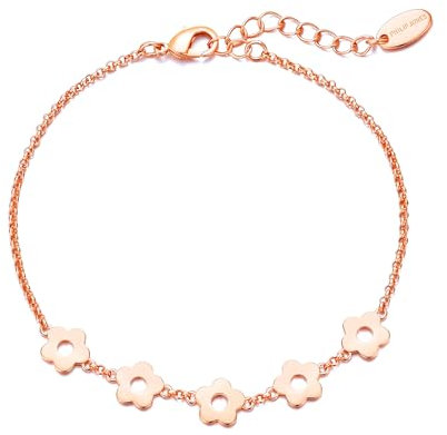 Philip Jones Rose Gold Plated Flower Bracelet