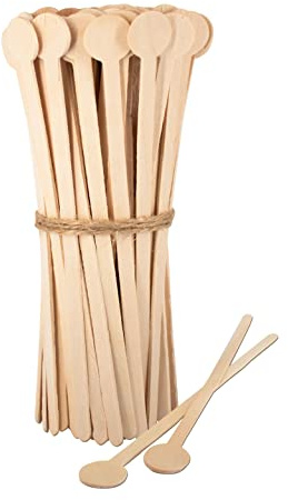 wisefood Rührstäbchen, 200 Stk. Einweg Holz Kaffeerührer mit rundem Griff 18 cm, geschmacksneutrale Rührstäbe für Kaffee, Tee, Kalt- und Heißgetränke aus biologisch abbaubarem Birkenholz