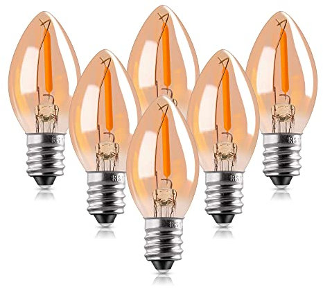 Genixgreen led Bulbs e14 Small Screw Bulbs 0.5w, 50lm, 5-10W Incandescent Equivalent, Vintage Filament SES E14 LED Bulbs, 2200k Ultra Warm White, Not Dimmable, Pack of 6