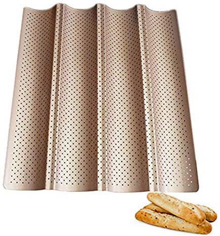 WIQUYBML Teglia da Forno per Baguette, Stampo Ondulato Antiaderente Design Ad Angolo Rotondo, Riscaldamento Veloce E Uniforme, Teglia da Forno per Cucina Gourmet per Baguette, Teglia, per Pane France
