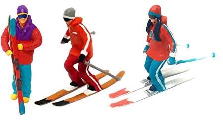 Fonowx 3xHO Gauge 1/87 Mini Ski Figures Street Scene Decoration DIY Art Supplies, A