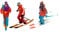 Fonowx 3xHO Gauge 1/87 Mini Ski Figures Street Scene Decoration DIY Art Supplies, A