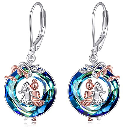 925 Sterling Silber Schwester hängende Ohrringe hypoallergen Schmuck Geburtstagsgeschenke für Damen Mädchen (Blau)