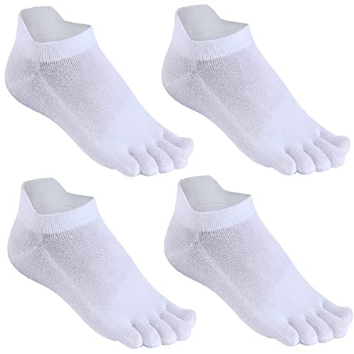 ProChosen 4 Pairs White Men's Cotton Toe Socks Five Finger Socks