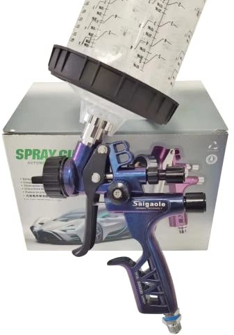 HVLP 6800B Pistola a spruzzo da 1,3 mm senza tazza di lavaggio e adattatore per auto, strumento per pittura, pistola ad aria compressa, aerografo, bassa pressione, 260 l/min, blu