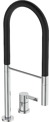 Ideal Standard – Gusto 2 Hole Kitchen tap, Semi-Professional, with Pull-Out Spray and Dual Spray Modes, 360° Swivel spout, 6,7 l/min, Screw Connection from Below, smartshine Finish, Chrome
