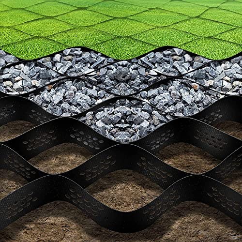 30m² Stabilizzatore Ghiaia Geogriglia, Stabilizzatore de Ghiaia per Ghiaia/carrabile/muri di Sostegno, Griglia in Geocell Plastica Flessibile Espandibile Lastra da Giardino