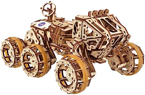 UGEARS Bemannter Mars Rover - Modellbausatz Erwachsene - 3D Holzpuzzle Mars Rover - Modellbau Holzbausatz mit 6x6-Allradantrie - DIY Bausatz Auto Ideal für Basteln Erwachsene und 3D Puzzle Enthusiaste