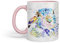 Vixar Bunny Rabbit Hare Animals Watercolour Art Coloured Mug Cup Gift Birthday Work Office Tea Coffee (Pink)