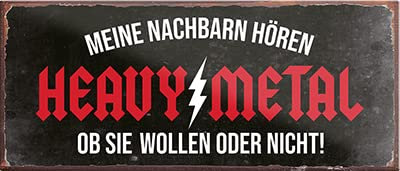 Magnet ''Heavy Metal'' 9,3x4cm Geschenk Lustige Sprüche Feier Vintage Retro Geburtstag Deko Party Überraschung Fan Musik Metall Rock Pop Klassik