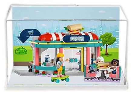 Acryl-Vitrine für Lego Friends Heartlake Downtown Diner 41728 - Vitrine, Schützen und Dekorieren Modell mit staubdichter Aufbewahrung (Hintergrund B)