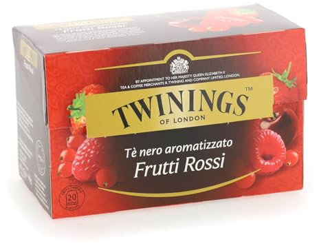 Twinings Tè Nero Aromatizzato ai Frutti Rossi, Gusto Morbido e Dolce, Infusi e Tisane, 1 Confezione da 20 Filtri