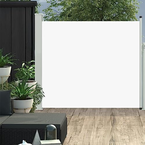 Hovothy 100x300 cm Ausziehbare Seitenmarkise Creme Sichtschutz Balkon Schlichte Sichtschutz Garten Stilvolle Terrassen Sichtschutz Automatische Rückrollfunktion Windschutz Regenschutz Sonnenschutz