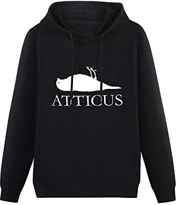 Men's Heavyweight Hooded Atticus Alternative Logo Long Sleeve Sweatshirts Black L